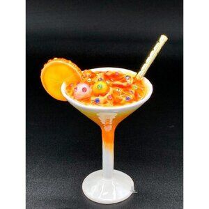 Orange Martini Cocktail Trinket Box with Crystals | Enamel Collectible Decor